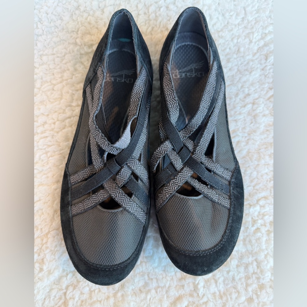 Dansko Hilde Mary Jane Flats Black Gray Mesh Comfort Shoes Size 38 women’s